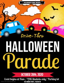 Picture of the flyer for the Drive-Thru Halloween Parade.